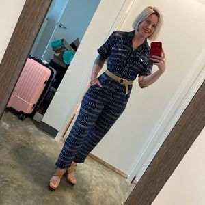VINTAGE Petites For Maggie© Blue/White Jumpsuit (2P)